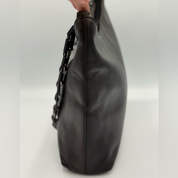 Salvatore Ferragamo Dark Brown Leather Shoulder Bag with Chain Strap - Picture 4 of 12